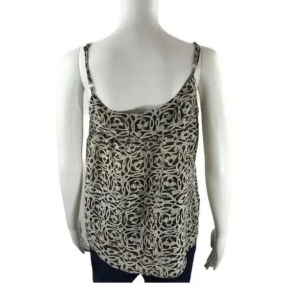 Banana Republic Cami Top Button Front Spaghetti Strap Beige Print XS Minimalist - Picture 7 of 9